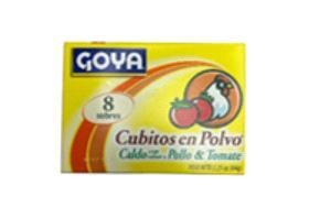 Cubitos en Polvo con Sabor A Pollo y Tomate, Goya (2.25 OZ). 24 Cajitas de 8 Sobres
