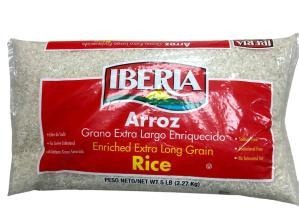 Arroz Extra Largo Enriquecido, Iberia (5 Libras). 8 Paquetes por Bolsa