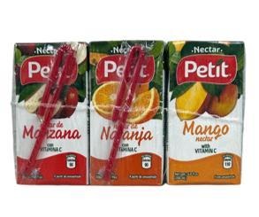 Nectar de Manzana, Naranja y Mango Petit (200 ML). Caja de 8 Paquetes de 3 Unidades