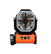 Ventilador Portatil Marca Cloud Electric, Color Naranja con Lampara y Control Remoto, 4 Velocidades, Recargable con Bateria de 20,000 Mah