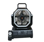Ventilador Portatil Marca Cloud Electric, Color Negro con Lampara y Control Remoto, 4 Velocidades, Recargable con Bateria de 20,000 Mah, 12 u