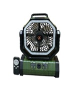 Ventilador Portatil Marca Cloud Electric, Color Verde con Lampara y Control Remoto, 4 Velocidades, Recargable con Bateria de 20,000 Mah, 12 u