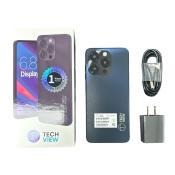 Telefono Tech View Modelo S15PRO, 64 GB, 8 GB de RAM. Accesorios: Cover, Cargador y Cable de Carga (Negro Brillante)