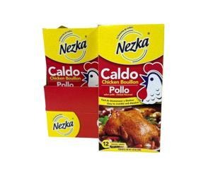Caldo de Pollo, Cubitos, Nezka (4.23 OZ). 4 Cajas de 24 Cajitas de 12 Tabletas Cada una