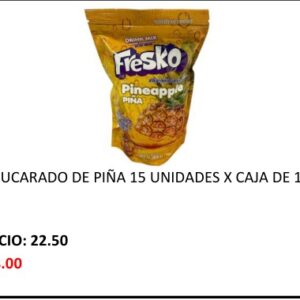 Refresco Fresko Instantáneo Azucarado de Piña, 15 Unidades X Caja de 14.1 OZ, 400 G